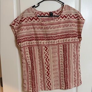 Tribal Print Red and Cream Women's Blouse